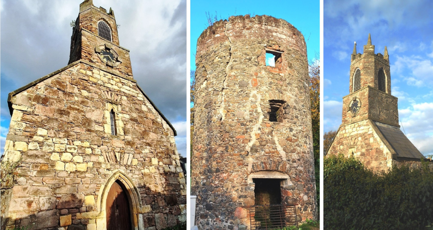 A trio of images of historic locations found in the Whodunithunts trails
